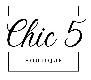 Chic 5 Boutique logo with cursive 'Chic 5' and small uppercase 'Boutique' text inside a thin framed border