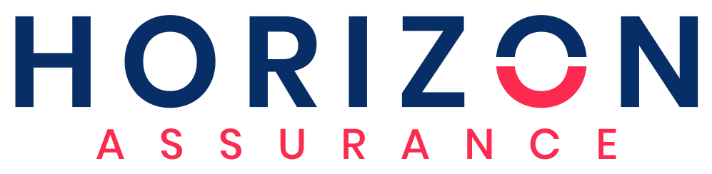 Horizon-Assurance-Logo - Agence 47 Horizon Assurance logo: blue 'HORIZON' wordmark with red 'ASSURANCE' subtitle beneath.